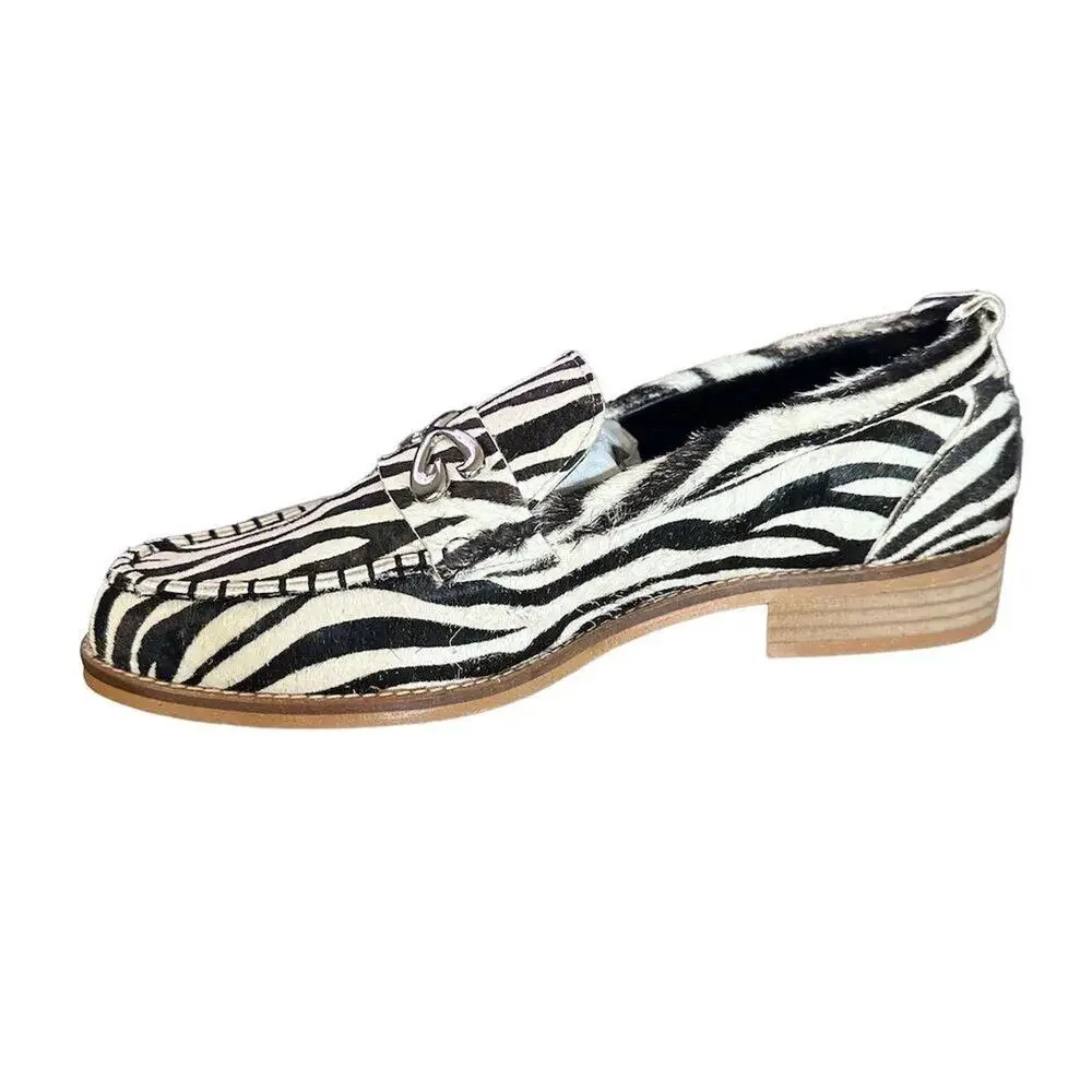 NWOT Etta Grove Women's Zebra calf hair Print‎ Loafers Size 9 Multicolor Flats